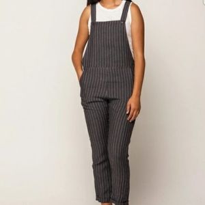 NWT Pyne & Smith No. 10 Linen Overalls Womens Size 3X Grey Pinstripe   Lagenlook